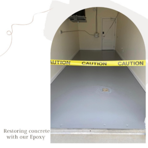 Newly completed grey epoxy floor restoration, providing a durable and clean surface by SCIRE GROUP INC in Charlotte, NC.