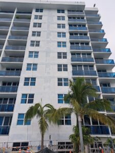 Completed exterior painting on a high-rise building by Vico Painting Contractors in Hialeah, FL