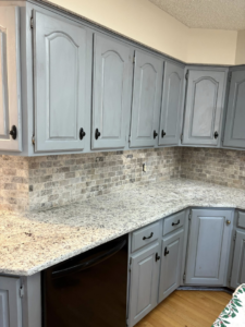 Completed kitchen renovation with new backsplash, countertops, and painted cabinets by Express Handyman Pros, LLC in Fort Smith, AR