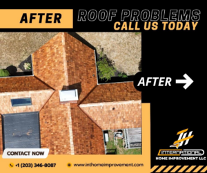 An aerial view of a house with a recently replaced cedar shake roof, demonstrating completed roofing services by International Home Improvement LLC in Marion, IN.