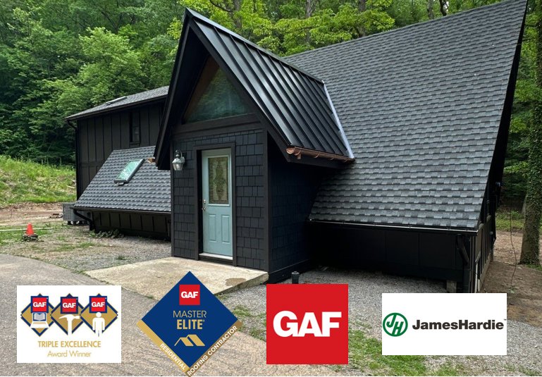 A beautifully completed roofing and siding project on a modern home by Prescott Roofing and Masonry in Carnegie, PA.