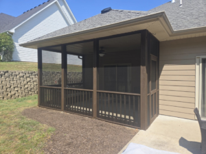 A beautifully completed screened porch restoration project by CParks Pressure Washing and Deck Restoration in Columbia, MO.