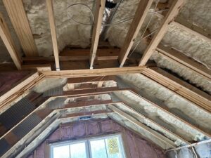Spray foam and batt insulation installed in a complex attic space by Insulation By Cohen's in Moncks Corner, SC.