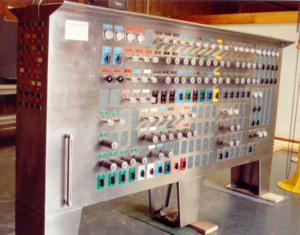 A large, complex industrial control panel requiring specialized maintenance from Panel Specialists, Inc. in Houma, LA.