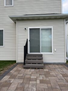 New composite deck steps and railing installed by Midwest Handyman LLC in West Fargo, ND.