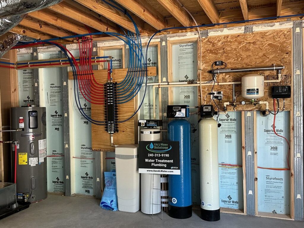 A comprehensive water treatment system and water heater installation by S & L Water Solutions in Hagerstown, MD.