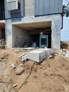 A concrete cutting and demolition site with stacked blocks, completed by Interstate Sawing & Drilling in Yakima, WA.