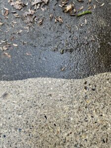 A clear before and after comparison of concrete driveway pressure washing by Applied Pressure LLC in Detroit, MI.