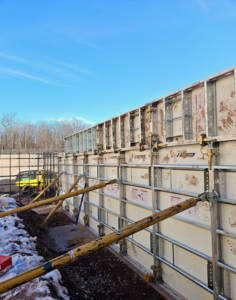 Concrete formwork being installed at a construction site by L.R. Costanzo Co., Inc. in Scranton, PA
