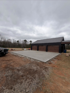 A newly poured concrete slab for a garage by S&B Construction Services in Shreveport, LA.