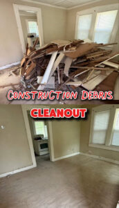 Before and after of a construction debris cleanout by Jack Spades Junk Removal in St. Petersburg, FL, showing a cleared room.