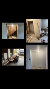 A collage showing construction debris and demolition waste from an interior cleanout by HaulPros in Erie, PA.