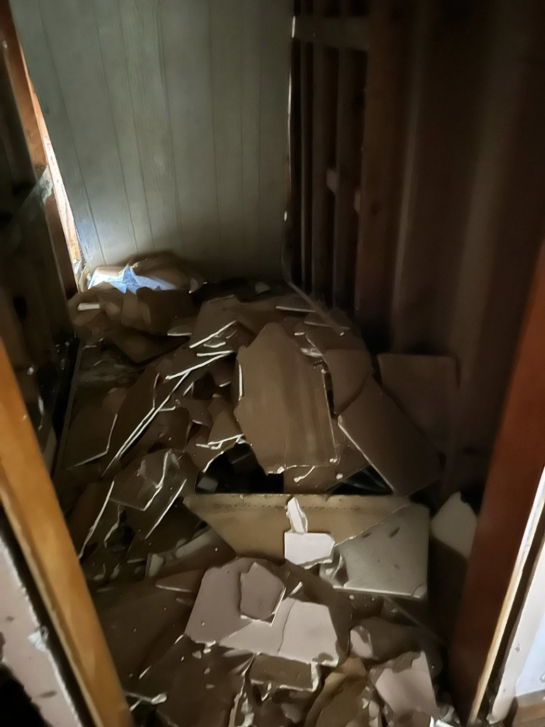 A large pile of broken construction debris, ready for removal by County Line Junk Removal in Saint Albans, WV.