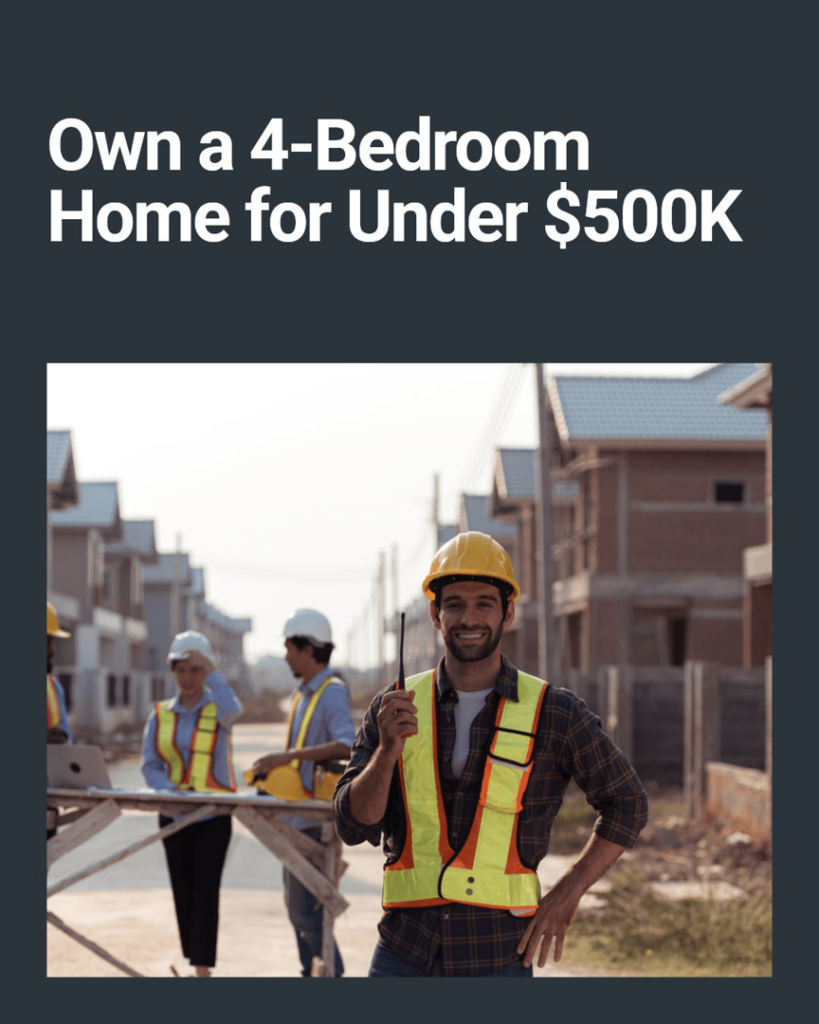A construction worker in a hard hat and safety vest on a residential building site for Yehovah Builders in Tampa, FL.