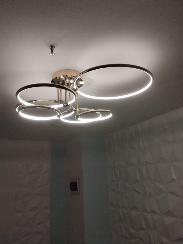 A contemporary LED ring chandelier installed by Electrician on Call and Home Service in Taguig, PH.