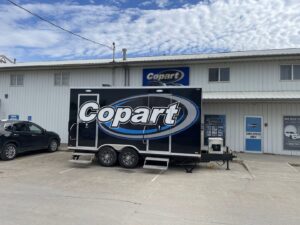 A Copart branded custom trailer built by Comforts of Home Services Inc, a general contractor in Aurora, IL.