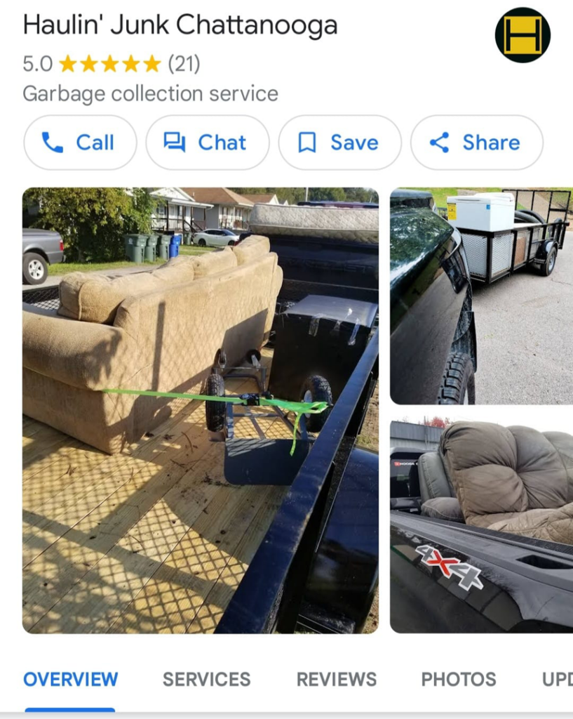 A large couch being removed from a property, loaded onto a truck by Haulin' Junk Chattanooga in Chattanooga, TN.