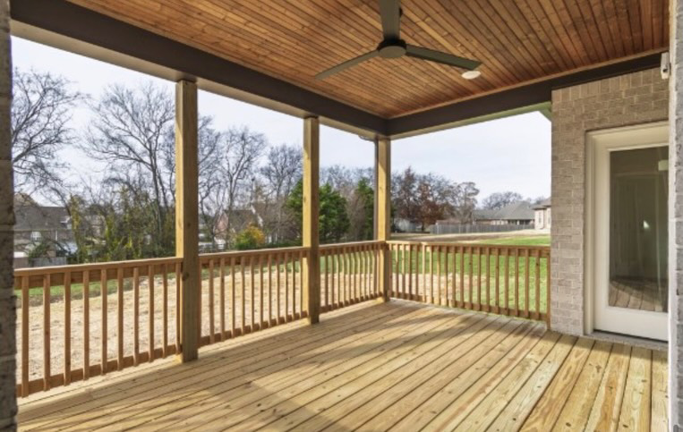 Covered outdoor deck and ceiling fan installation by Gray Builds in Columbia, TN.