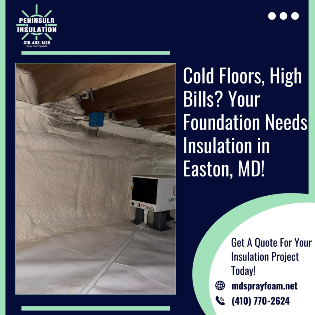 Crawl space or basement insulation with spray foam and a dehumidifier by Peninsula Insulation, LLC in Easton, MD.
