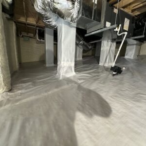 A clean crawl space with vapor barrier and insulation installed by Koala Insulation of Charlotte, NC