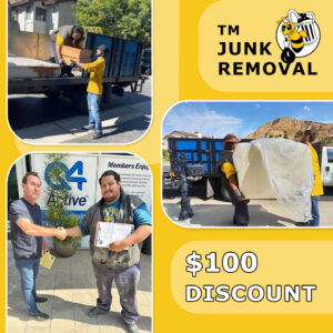 BumbleBee Junk crew loading various items onto a truck during a junk removal service in Sun Valley, CA