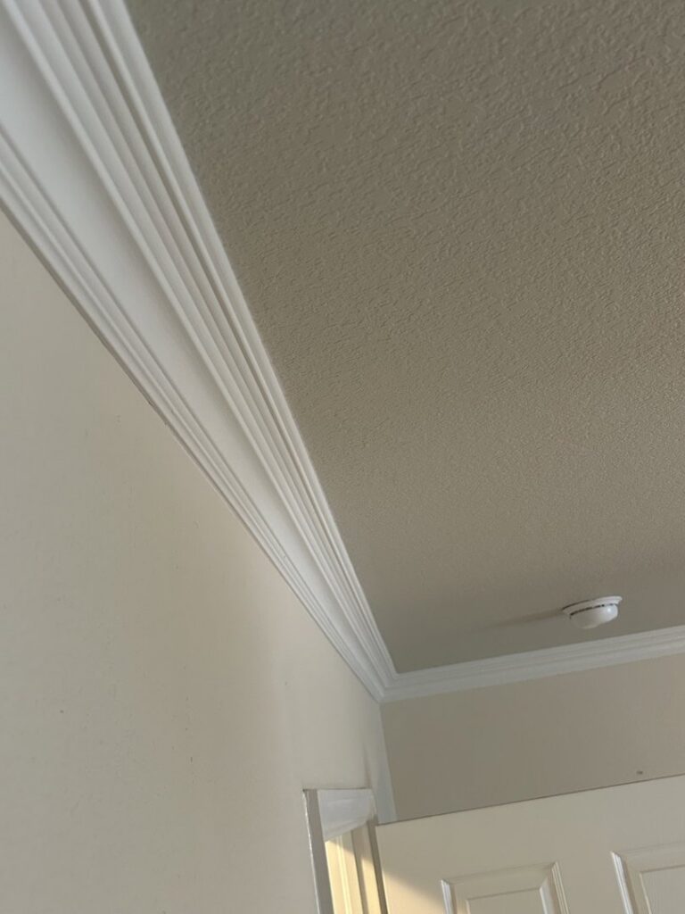 Detailed view of newly installed crown molding along a ceiling, a carpentry service by Wam Bam Handyman LLC in Colorado Springs, CO