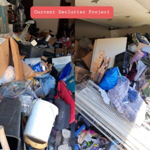 A split image showcasing a current garage decluttering service, demonstrating home organization by OSD in Springfield, MO