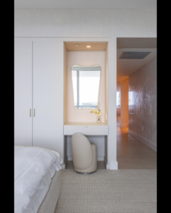 Custom built-in bedroom vanity and closet installation by J Romano Group in Miami Beach, FL