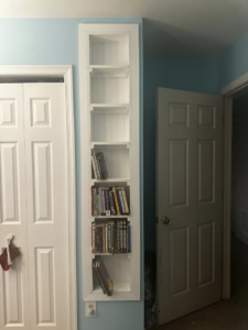 A custom built-in bookshelf installed by Donald Home Improvements, llc in Milford, DE.