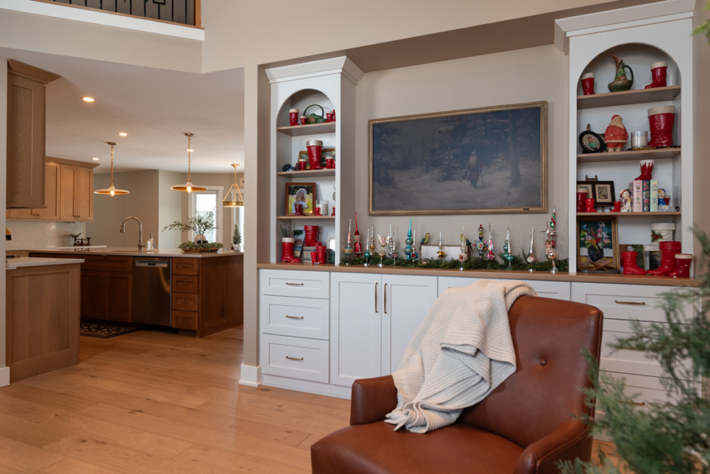 Custom built-in cabinets and shelves installed by Becker Home Improvement, Inc. in Cottage Grove, WI.