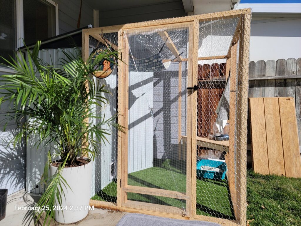 Custom outdoor cat enclosure built by Max Maintenance in Twin Falls, ID.