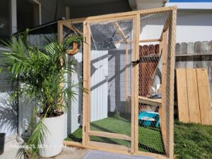 Custom outdoor cat enclosure built by Max Maintenance in Twin Falls, ID.