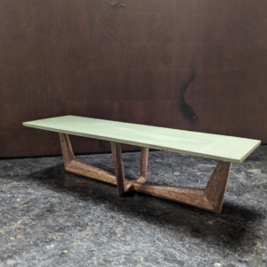 Custom wooden bench fabrication by Gilbert Designs Tulsa, OK, showcasing expert carpentry work.