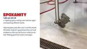 A damaged industrial floor in need of repair, showing a common handyman job performed by Conrtec in Kent, WA.