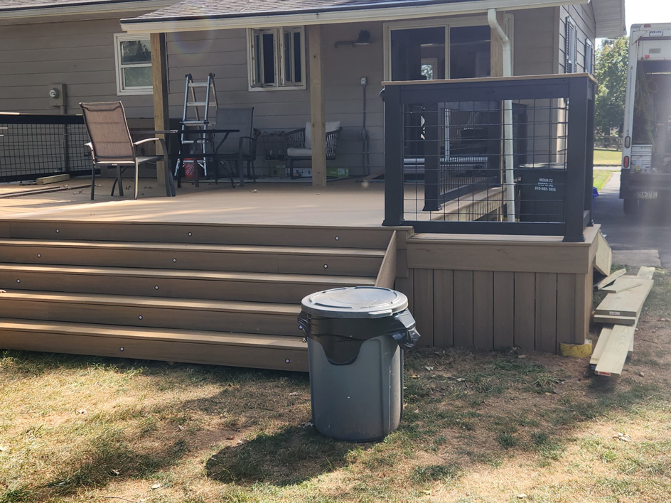 Detailed view of the deck railing and construction work by Zig's Home Improvements in Reading, PA.
