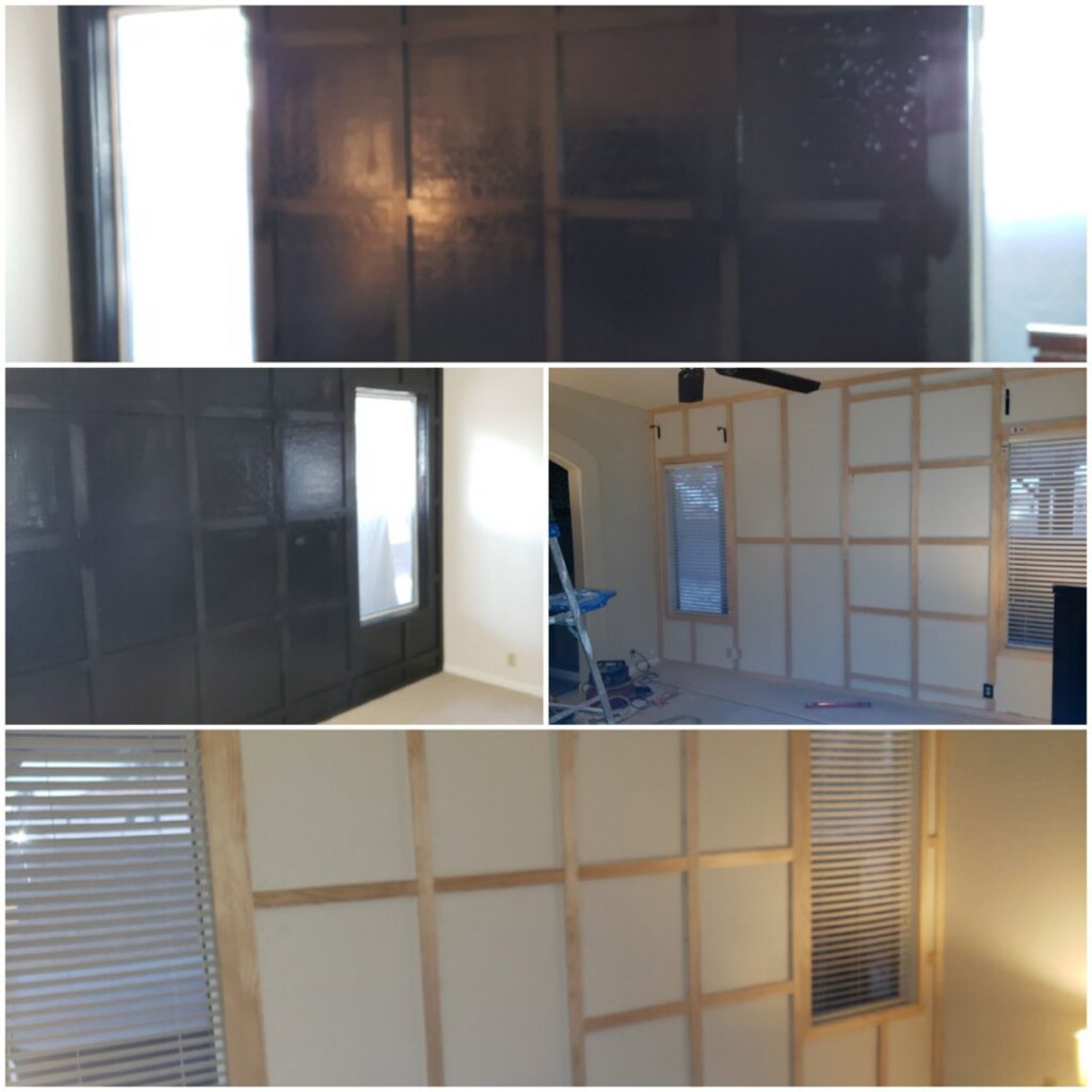 Before and after of decorative wall paneling installation by Priority One Home Repair LLC in Glendale, AZ