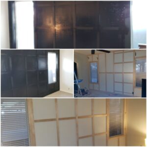 Before and after of decorative wall paneling installation by Priority One Home Repair LLC in Glendale, AZ