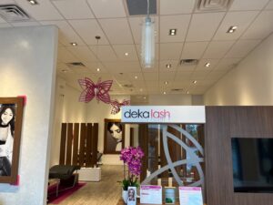 The completed interior fit-out of a Deka Lash salon by BDM Construction, Inc in Orlando, FL