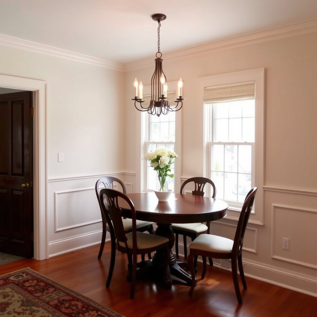 Dining area featuring elegant wainscoting and crown molding by Corkery Customs & Remodeling LLC in Philadelphia, PA