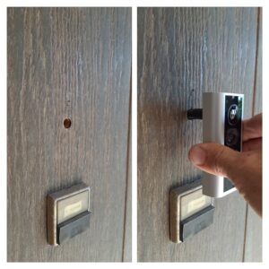 Before and after of a doorbell camera installation by Victor White Handyman in Long Beach, CA