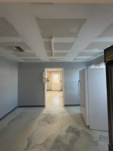 Drywall ceiling repair in progress in an interior room by Diamond Drywall LLC in Buda, TX