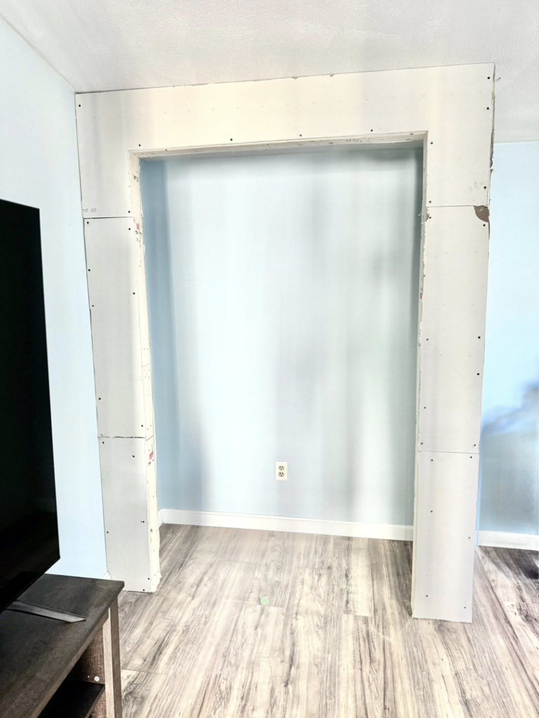 An interior wall opening framed with drywall, showcasing installation work by Daniels Handyman Services in Warwick, RI.