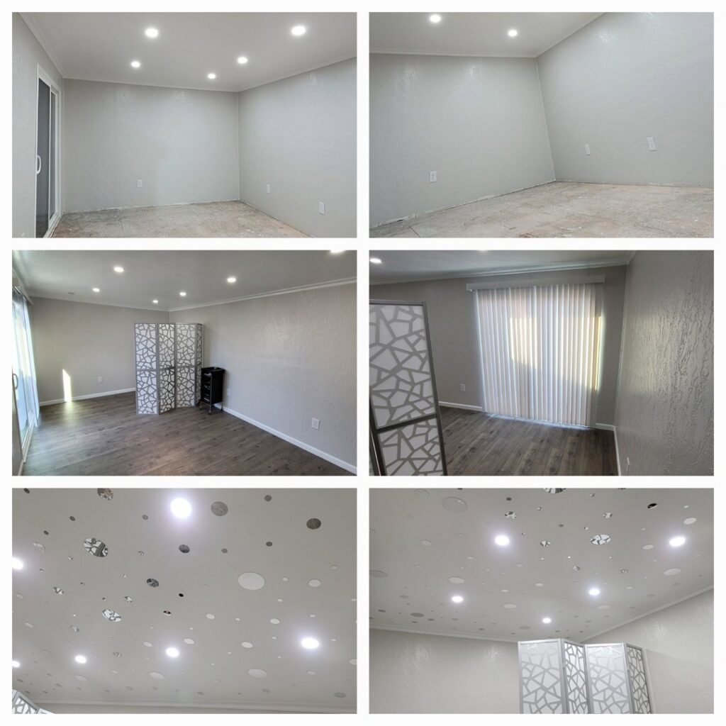 Drywall installation in progress, showing new wall framing by VDO. Remodeling in Rancho Cordova, CA.