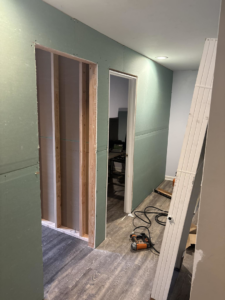Drywall installation and interior framing work in progress by Considerate Repair in Walla Walla, WA.