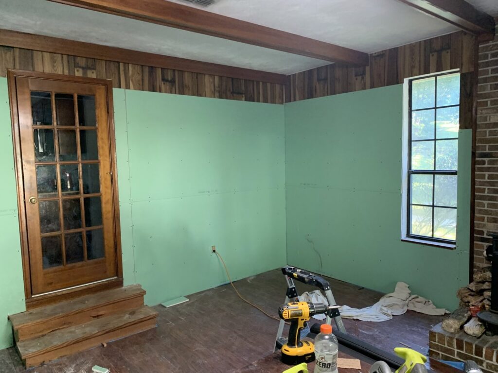 Drywall installation in a room renovation by Wall Doctor's Plastering LLC in Tallahassee, FL