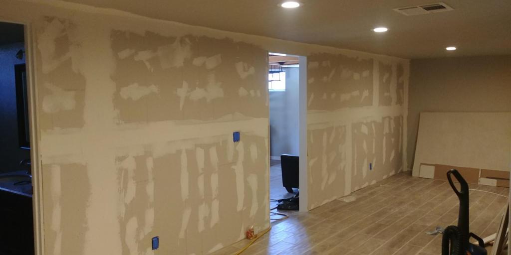 Interior walls with drywall mudding and taping in progress, a service offered by TNT Handyman Services LLC in Sparks, NV.