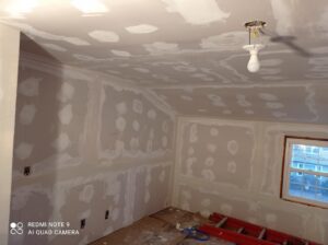 A room with drywall taping and mudding completed by Drywall Paint Plus in Worcester, MA.