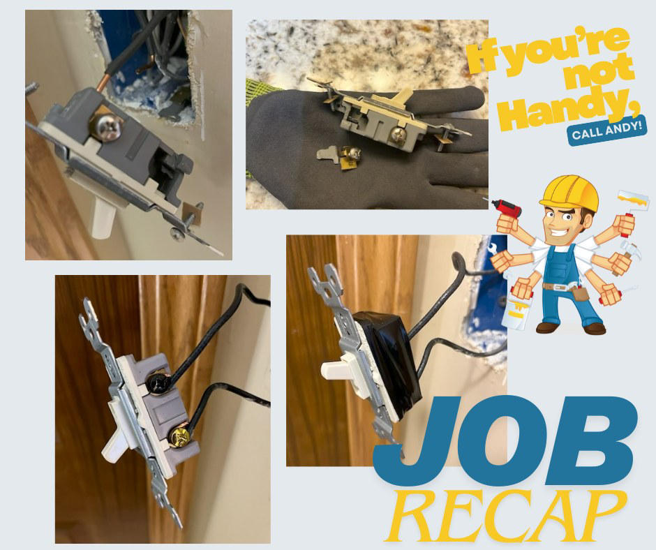 A collage showing electrical outlet and switch installation work by Handy Andy in Boca Raton, FL.