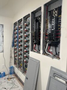 An electrical panel installation in progress by Carolina Custom Electric in Mount Pleasant, SC.
