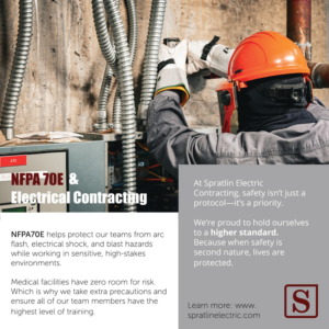 An electrician installing electrical conduit and wiring for Spratlin Electric Contracting, Inc. in Cayce, SC